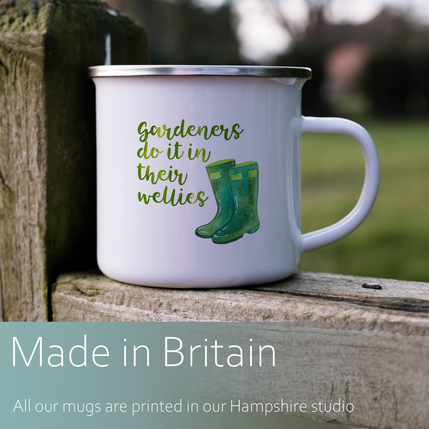 Gardeners do it in their wellies | Enamel mug-Enamel mug-Adnil Creations