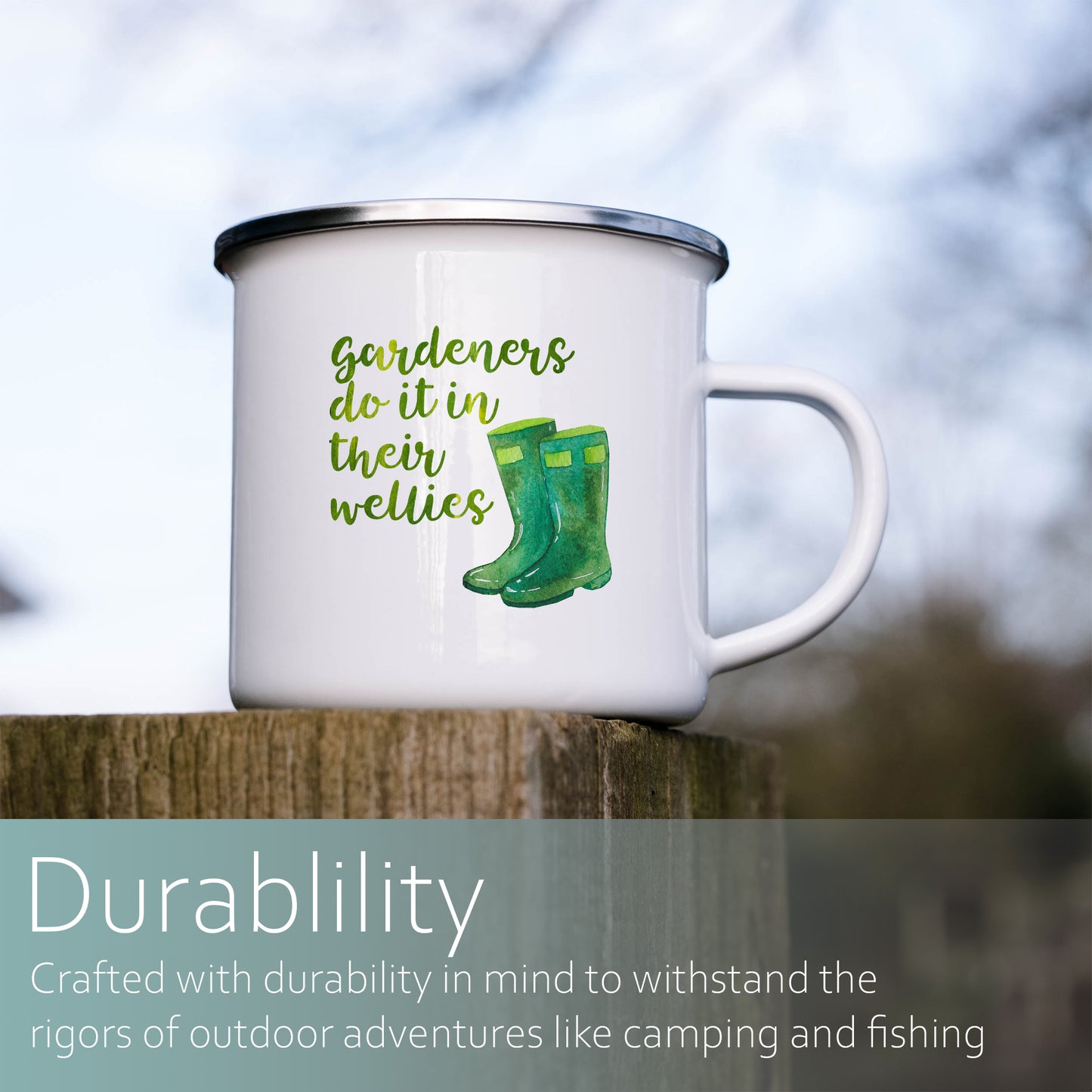 Gardeners do it in their wellies | Enamel mug-Enamel mug-Adnil Creations