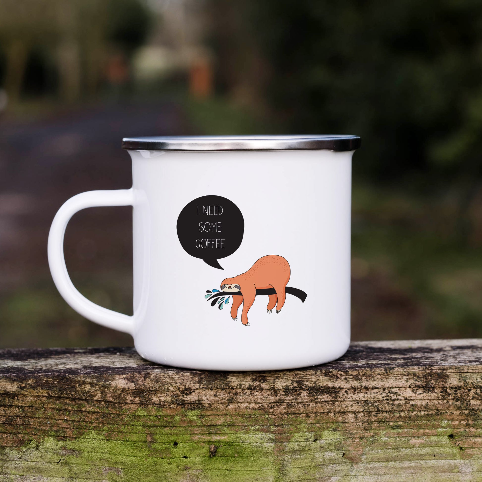 Coffee sloth | Enamel mug-Enamel mug-Adnil Creations