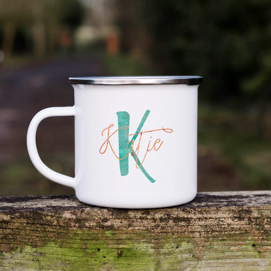 Dual colour personalised monogram | Enamel mug