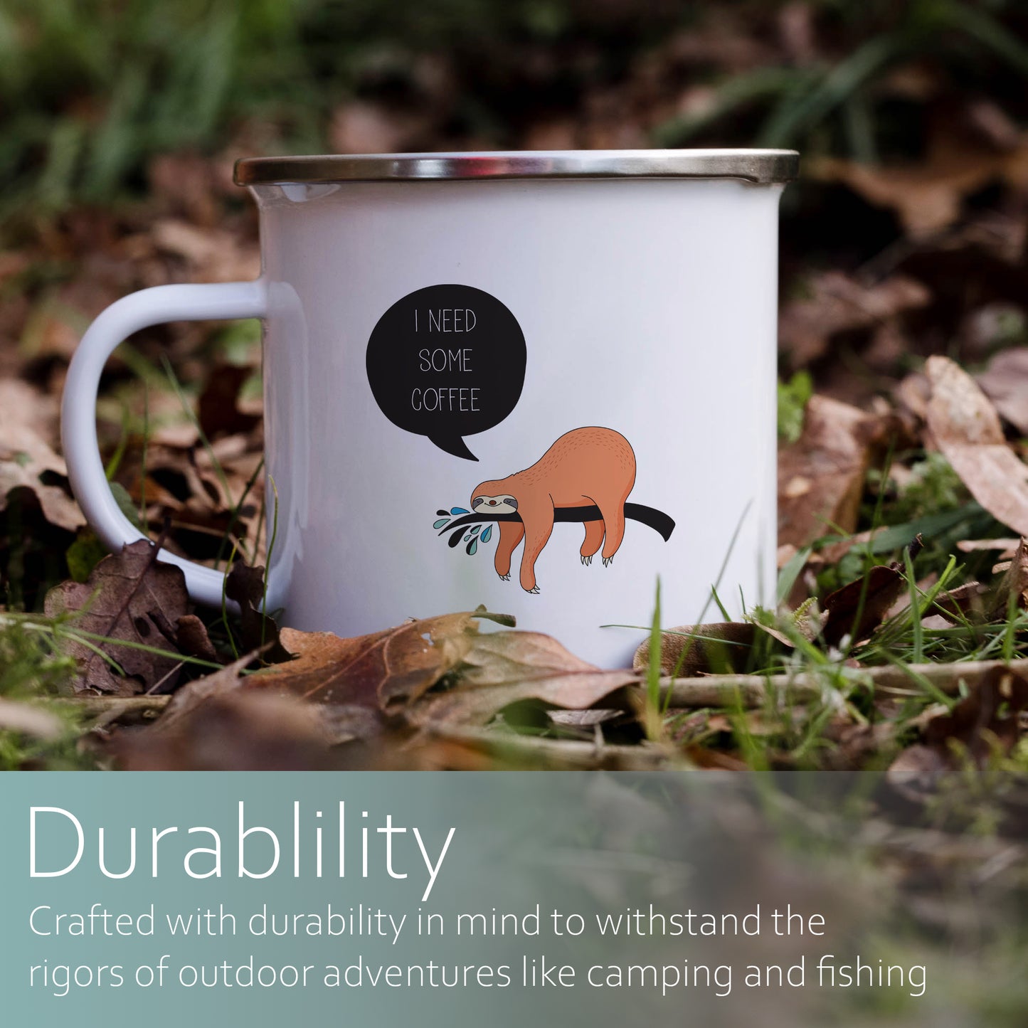 Coffee sloth | Enamel mug-Enamel mug-Adnil Creations