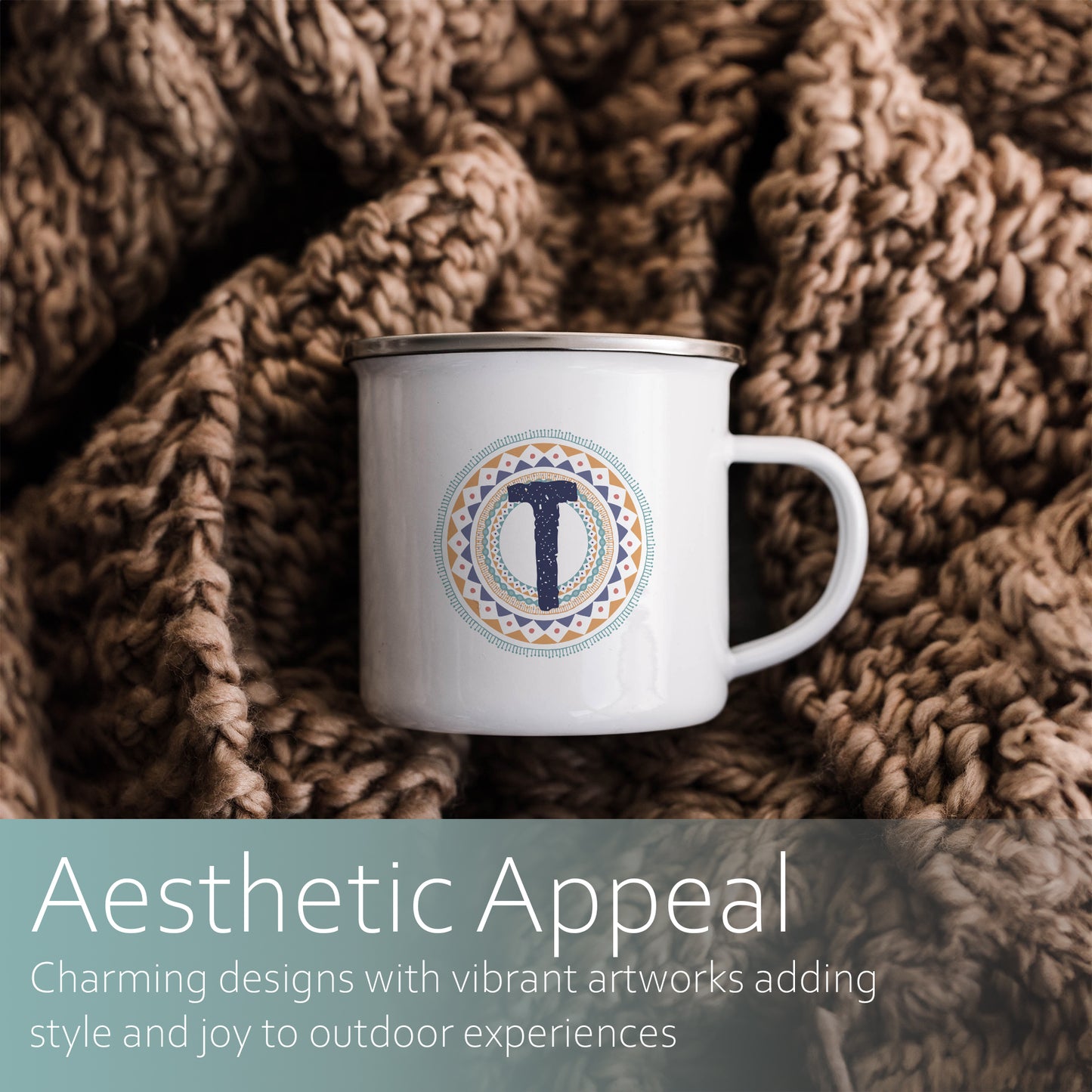 Tribal style personalised initial | Enamel mug-Enamel mug-Adnil Creations