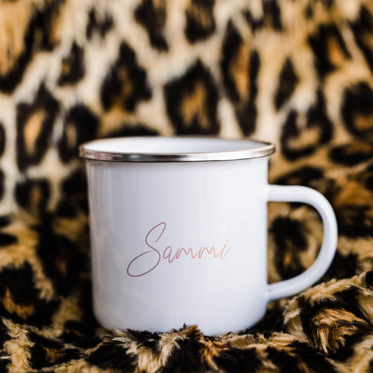 Gold ombre personalised name | Enamel mug