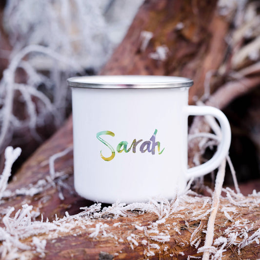 Green to purple personalised name | Enamel mug