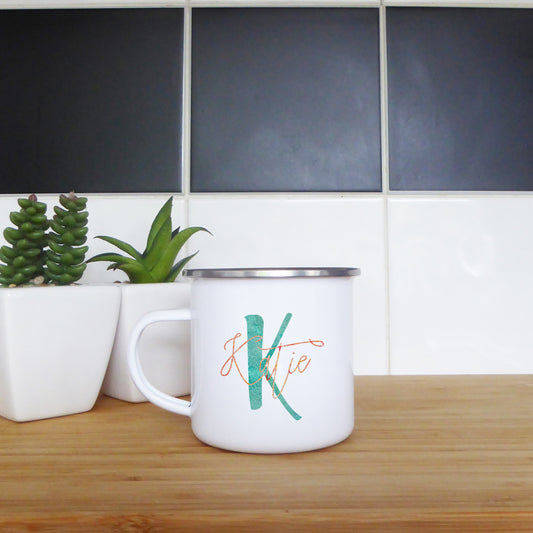 Dual colour personalised monogram | Enamel mug-Enamel mug-Adnil Creations