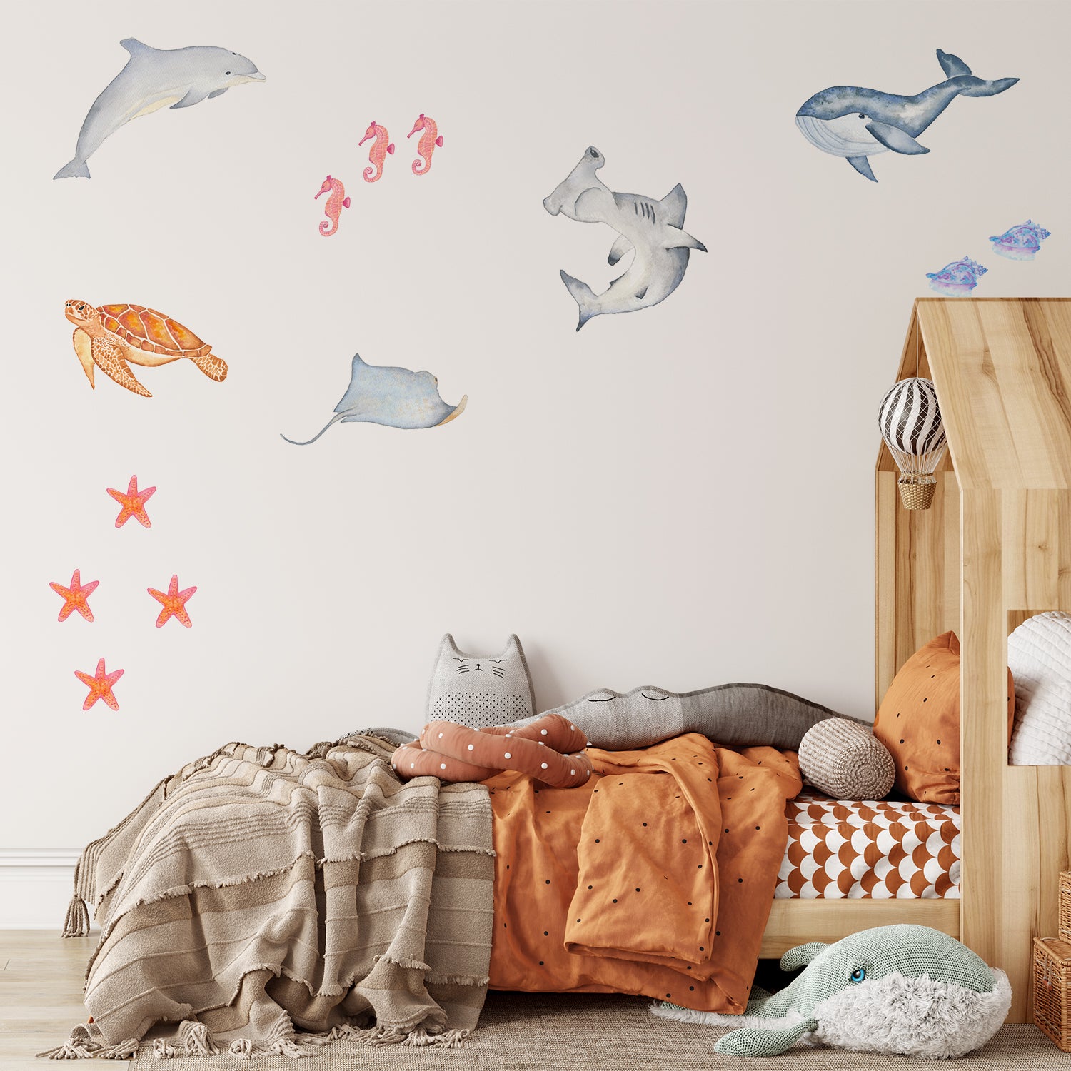 Watercolour underwater nautical scene | Fabric wall stickers-Fabric wall stickers-Adnil Creations