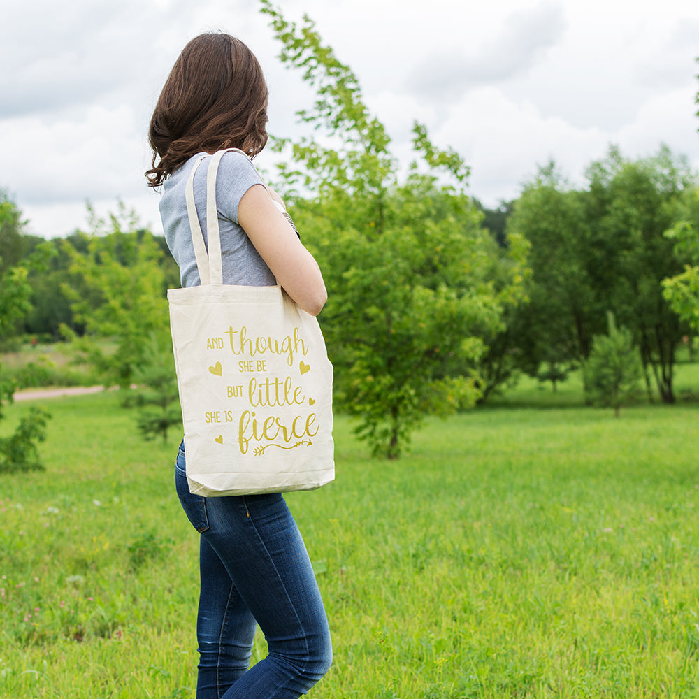 And though she be but little she is fierce | 100% Organic Cotton tote bag-Tote bags-Adnil Creations