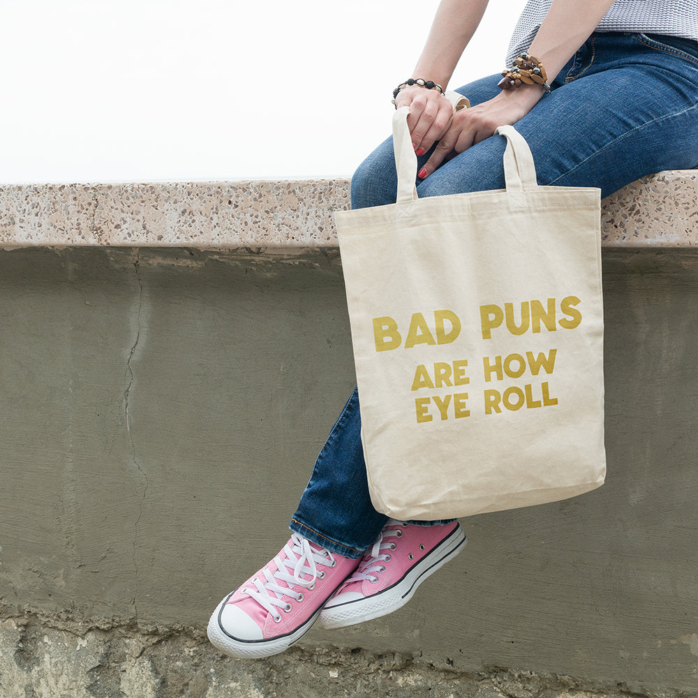 Bad puns are how eye roll | 100% Organic Cotton tote bag-Tote bags-Adnil Creations