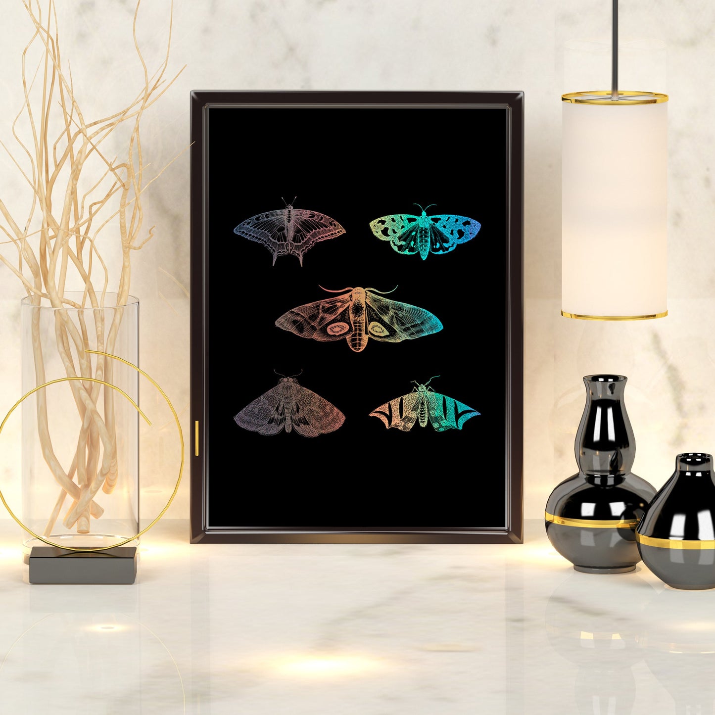 Gothic Moths | A4 Foil Art Print-Foil Print-Adnil Creations