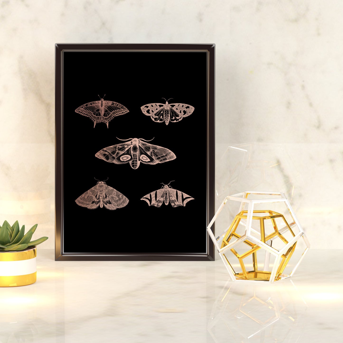 Gothic Moths | A4 Foil Art Print-Foil Print-Adnil Creations