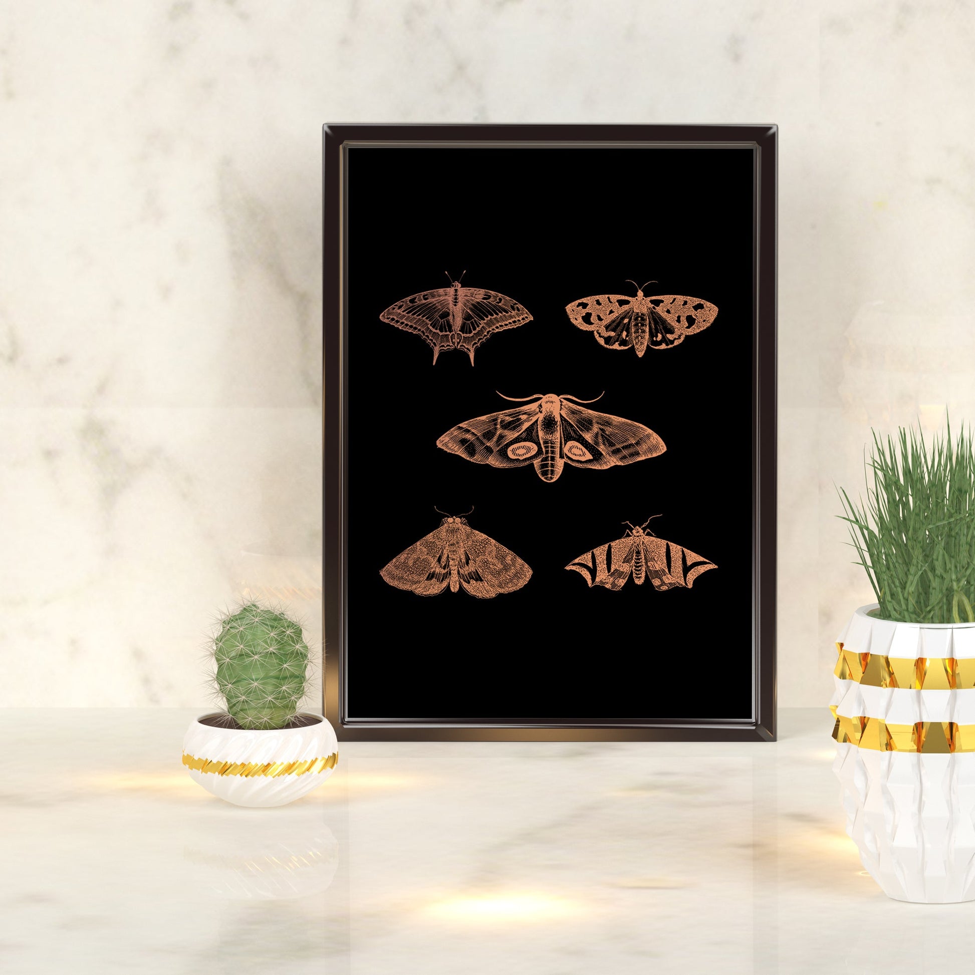 Gothic Moths | A4 Foil Art Print-Foil Print-Adnil Creations