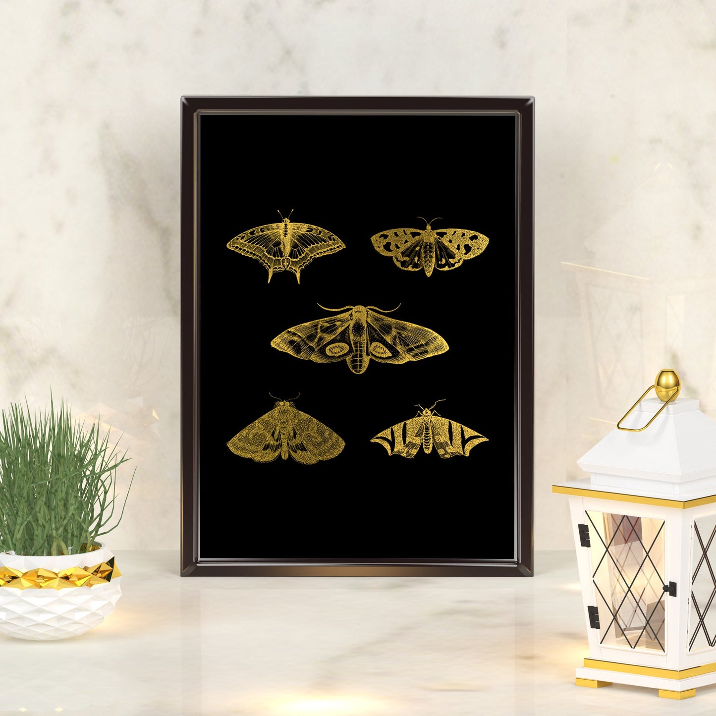 Gothic Moths | A4 Foil Art Print-Foil Print-Adnil Creations