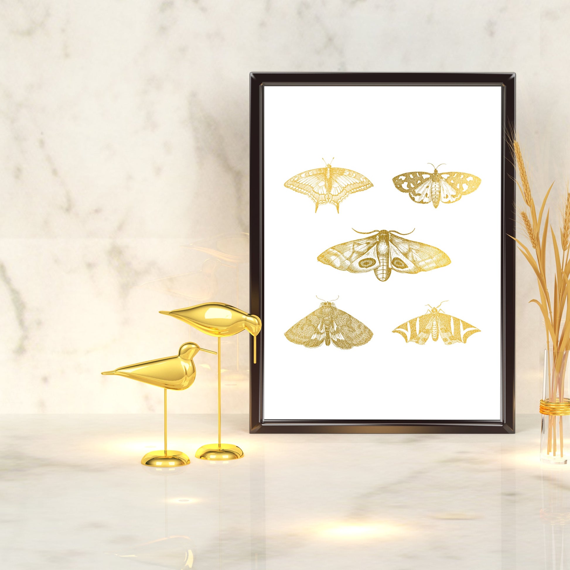 Gothic Moths | A4 Foil Art Print-Foil Print-Adnil Creations