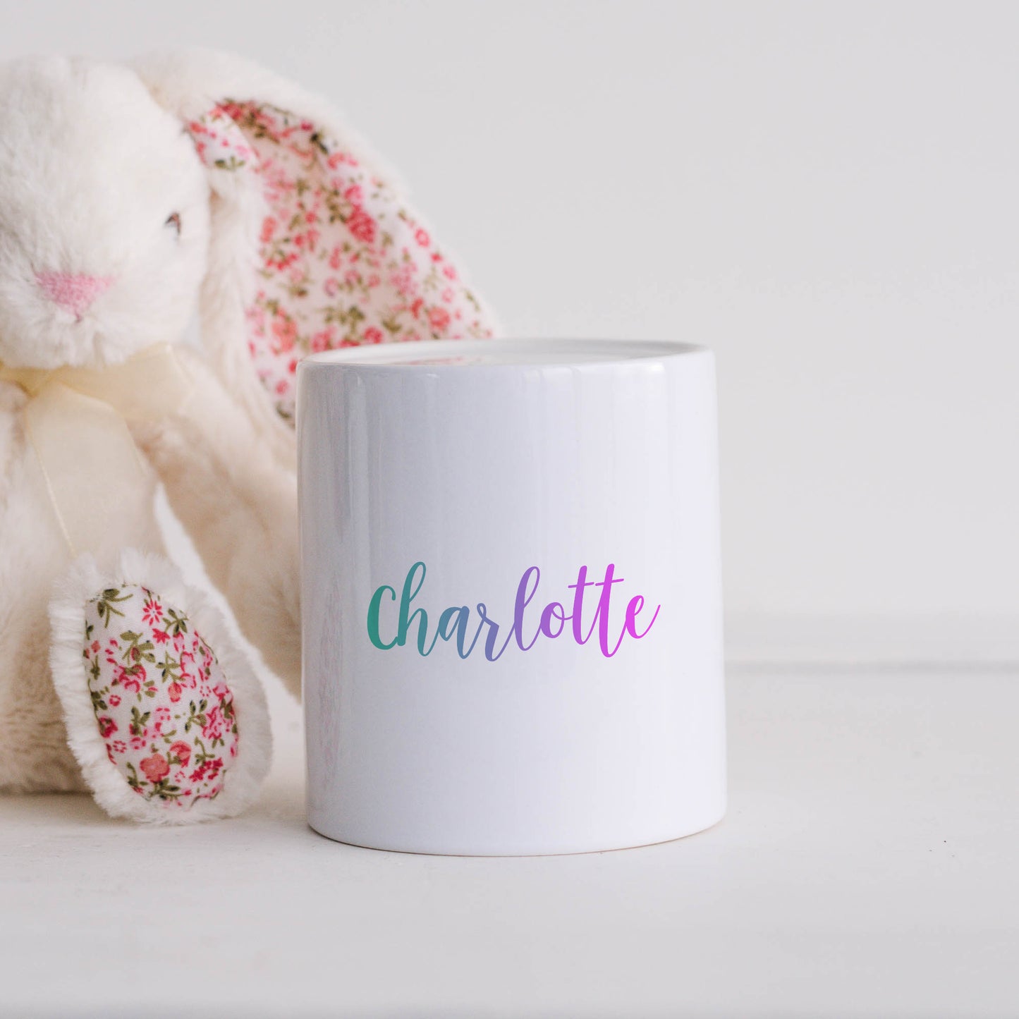 Pastel rainbow personalised name | Ceramic money box