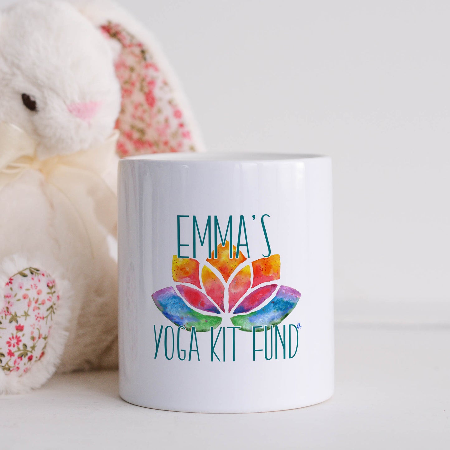 Yoga kit fund personalised name | Ceramic money box