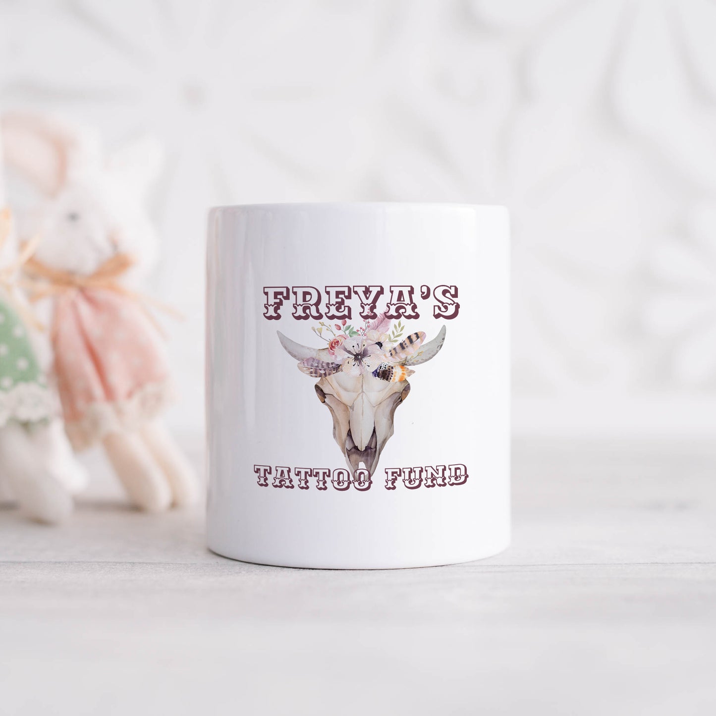 Tattoo fund personalised name | Ceramic money box