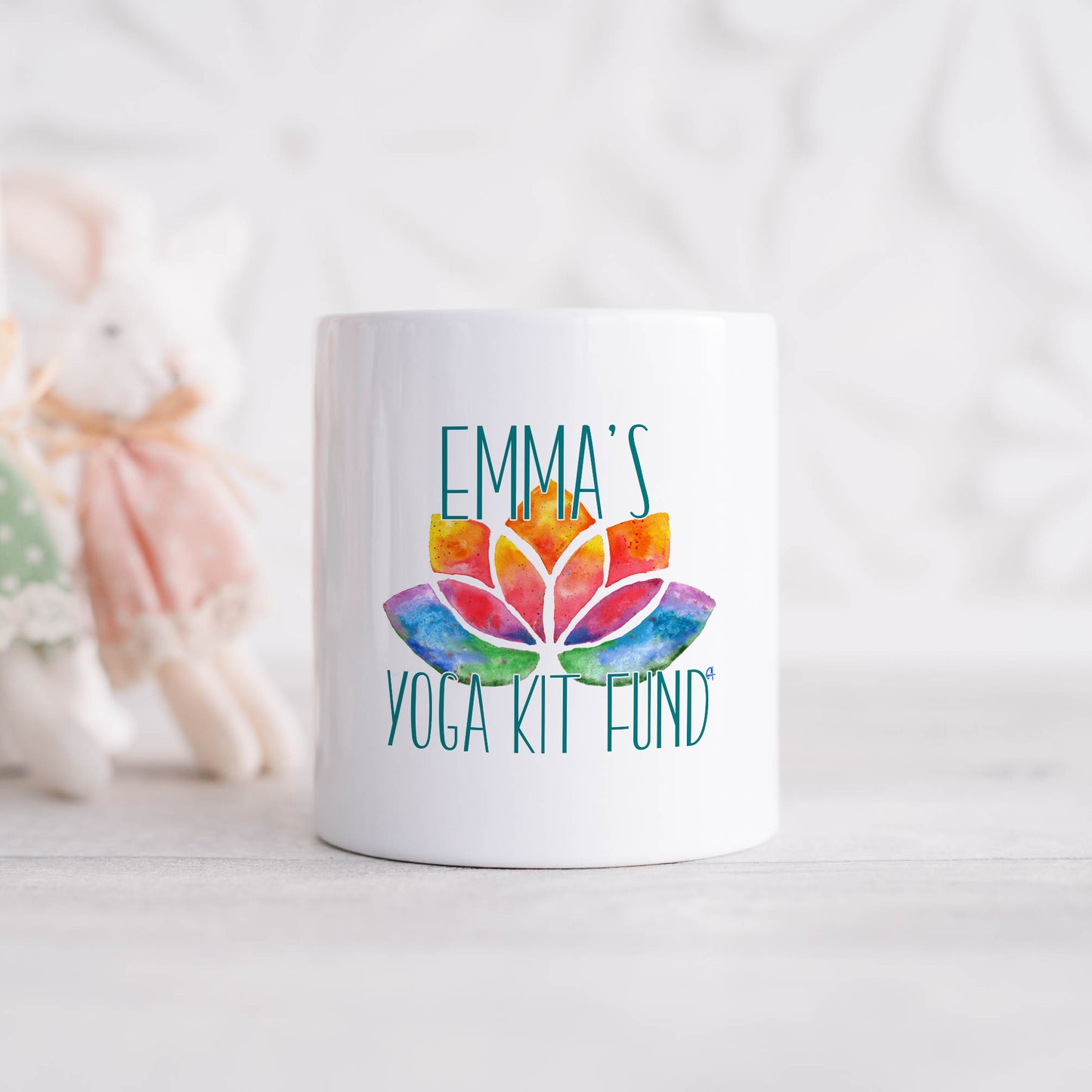 Yoga kit fund personalised name | Ceramic money box