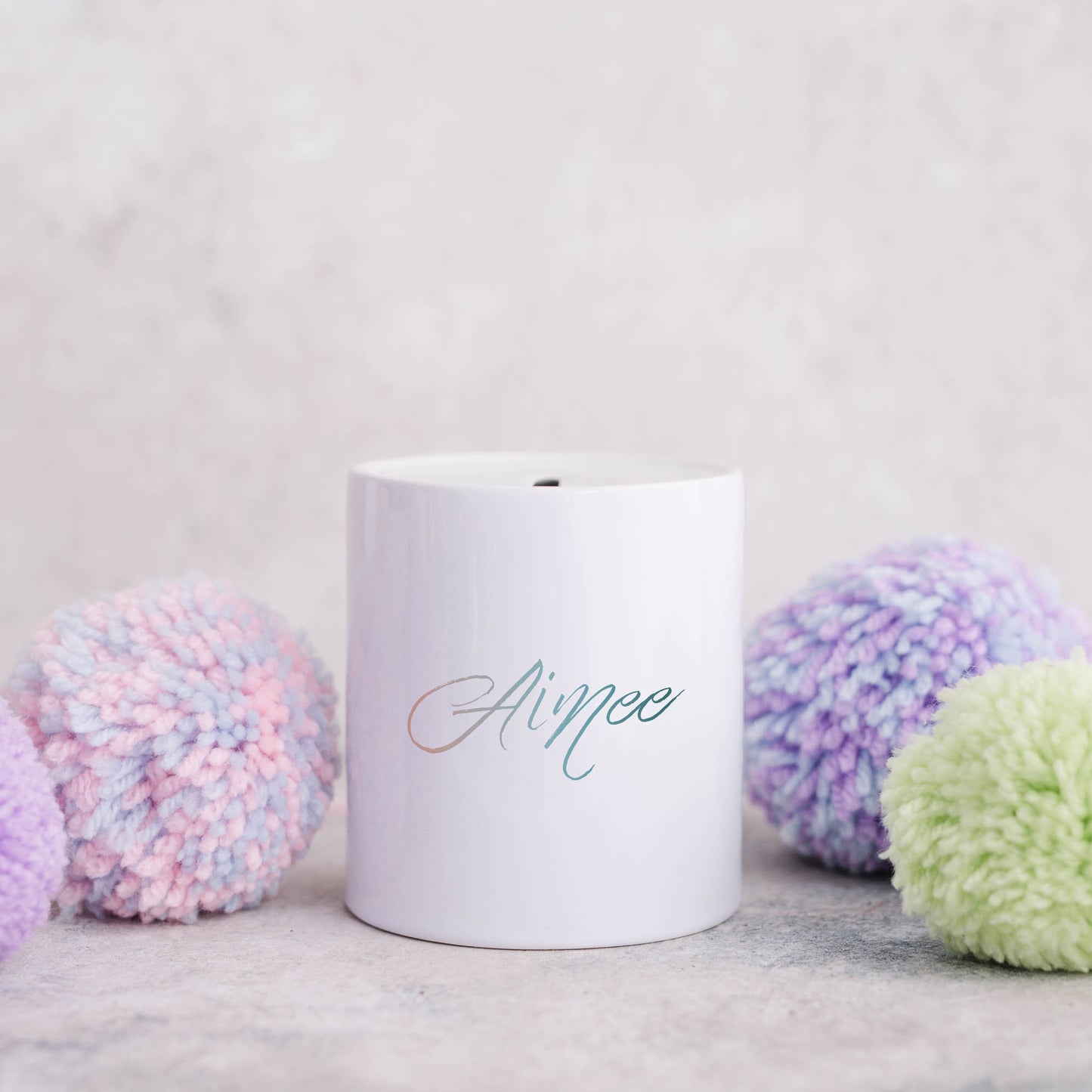 Ocean ombre script personalised name | Ceramic money box