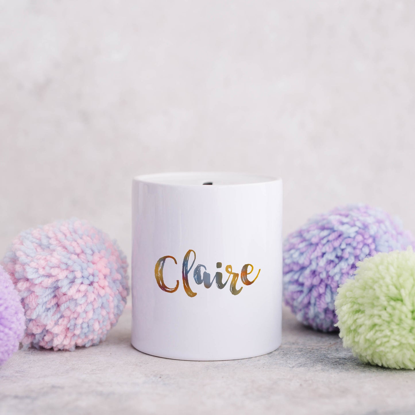 Muted ombre personalised name | Ceramic money box