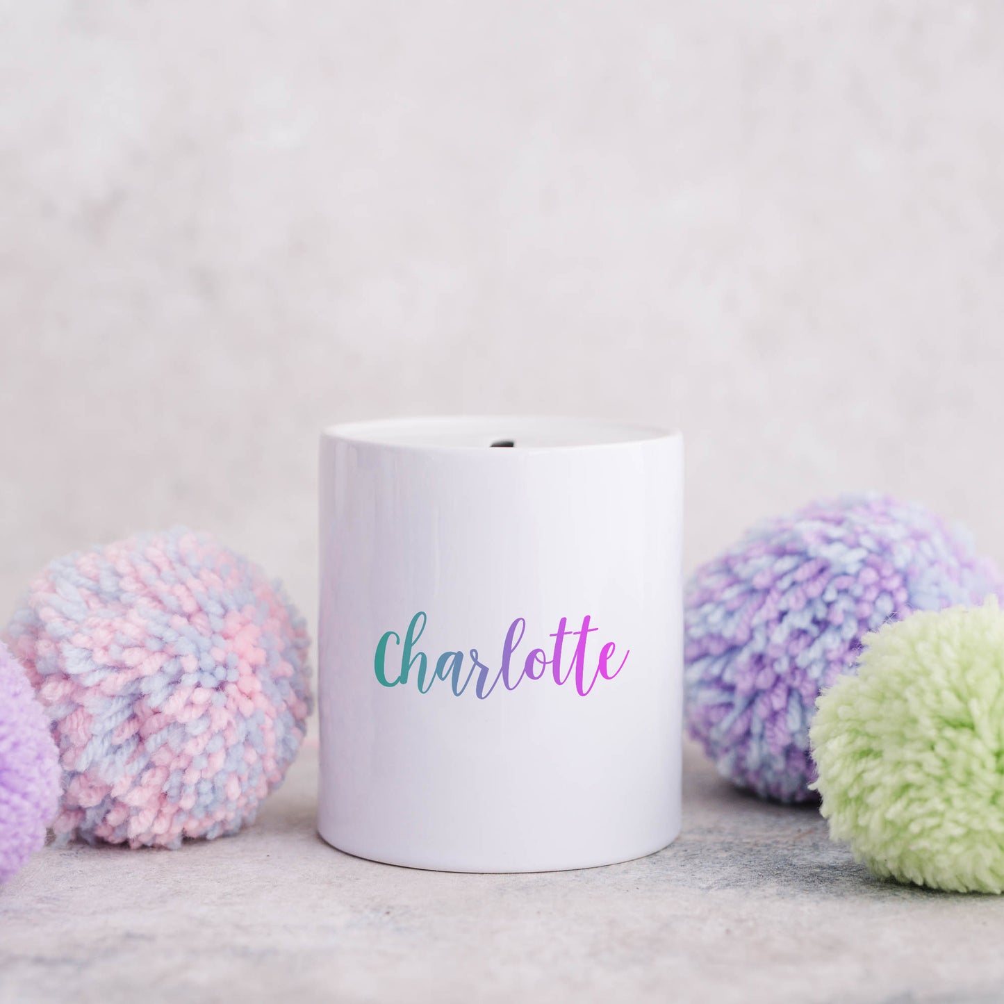 Pastel rainbow personalised name | Ceramic money box