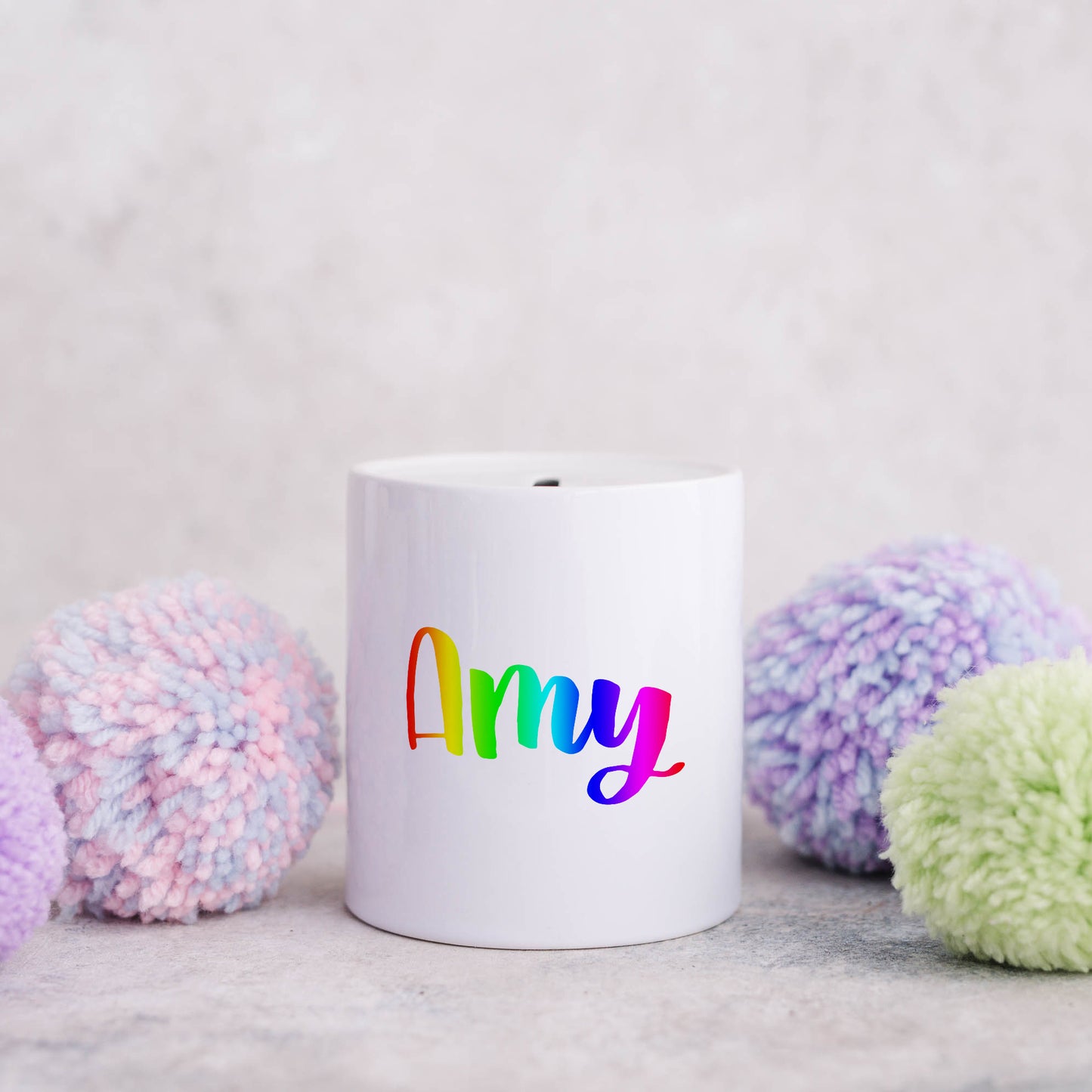 LGBTQ+ rainbow personalised name | Ceramic money box