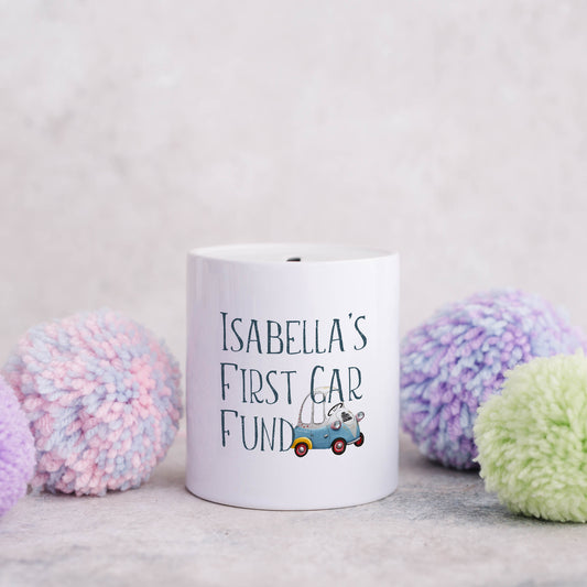 First car fund personalised name | Ceramic money box