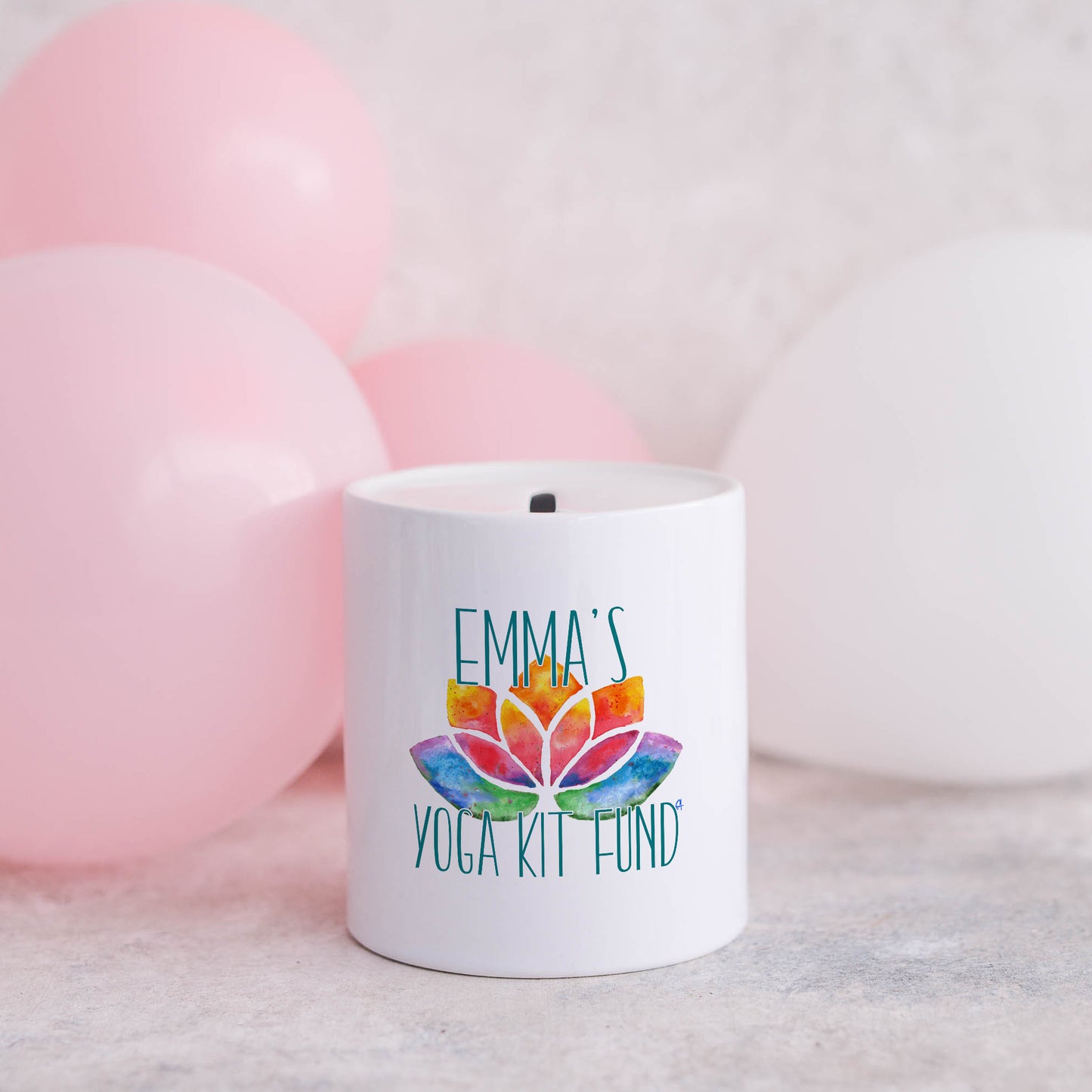 Yoga kit fund personalised name | Ceramic money box