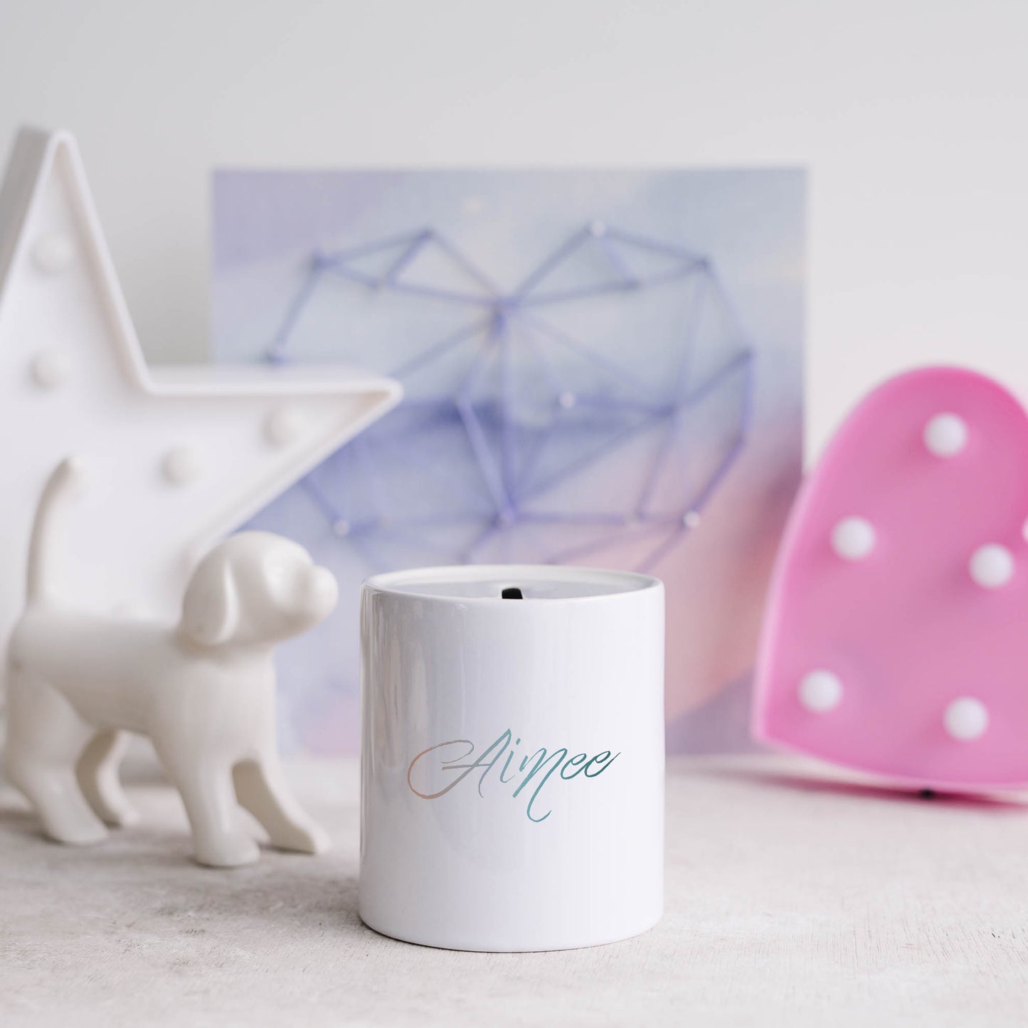 Ocean ombre script personalised name | Ceramic money box