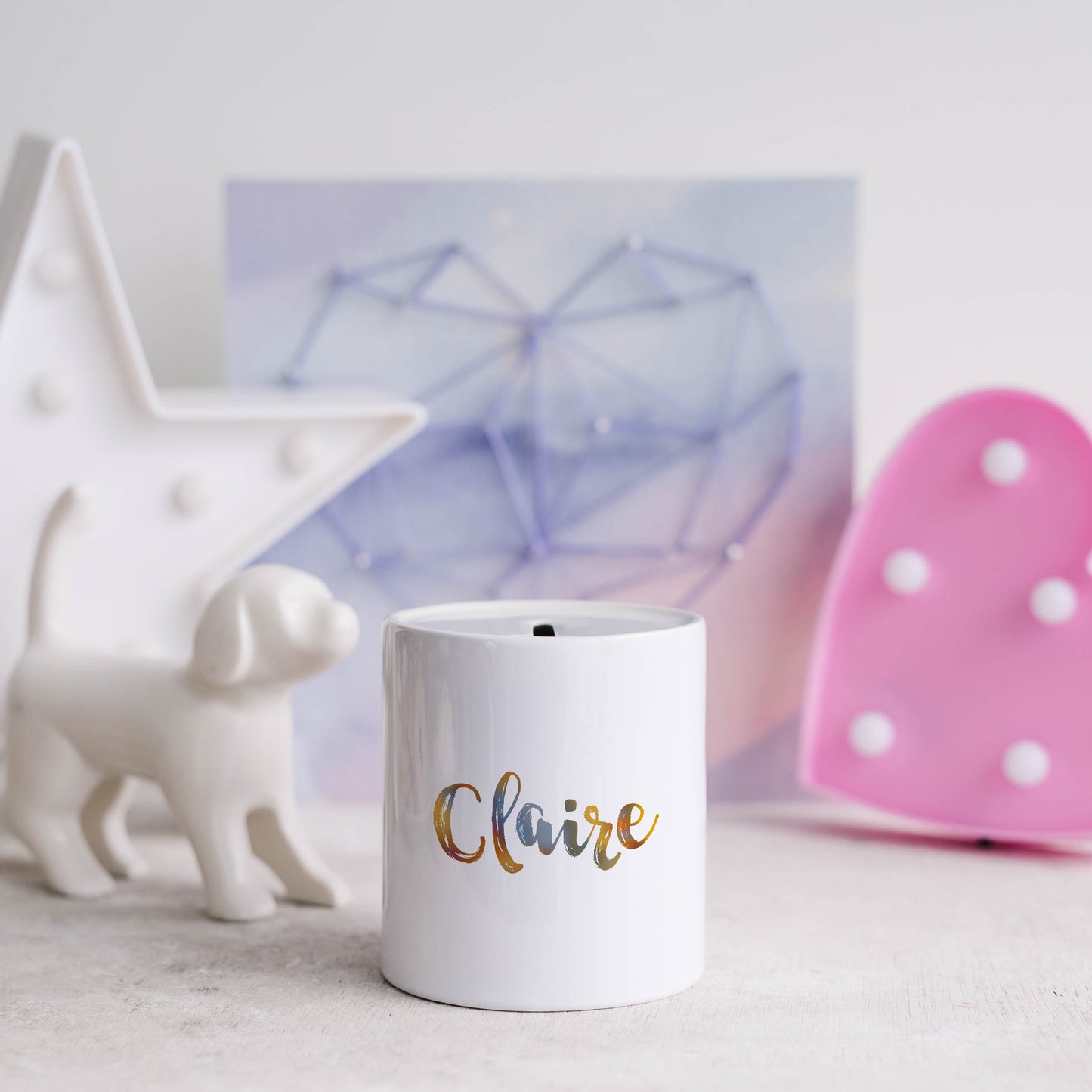 Muted ombre personalised name | Ceramic money box