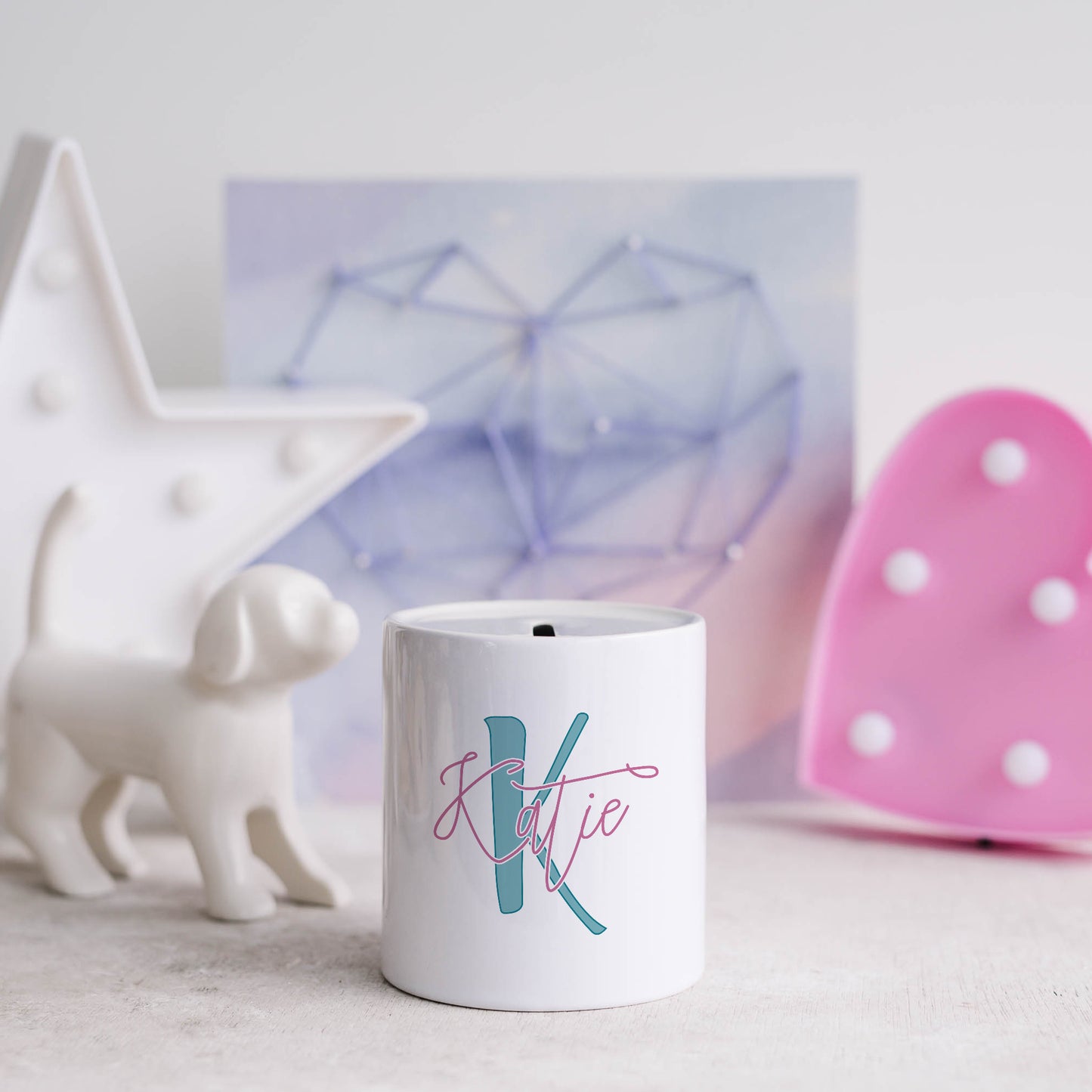 Dual colour personalised monogram | Ceramic money box