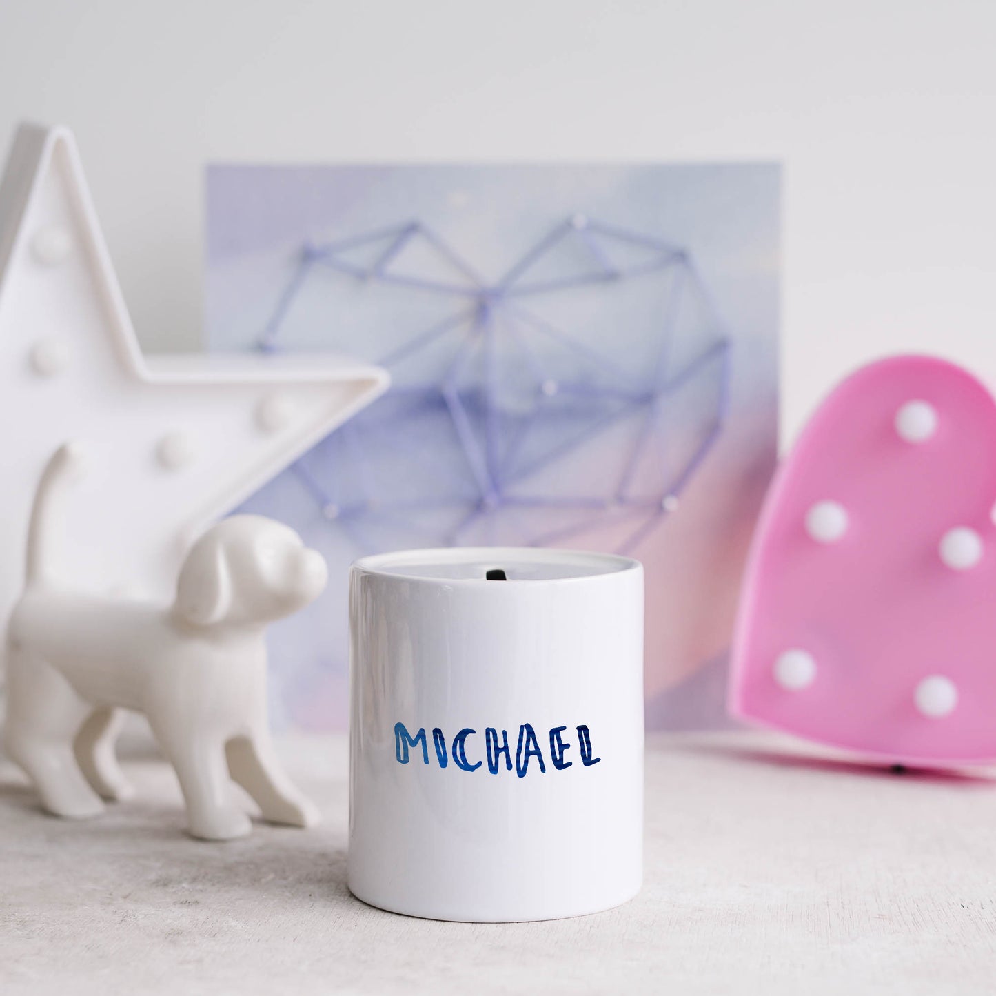 Marker pen style personalised name | Ceramic money box