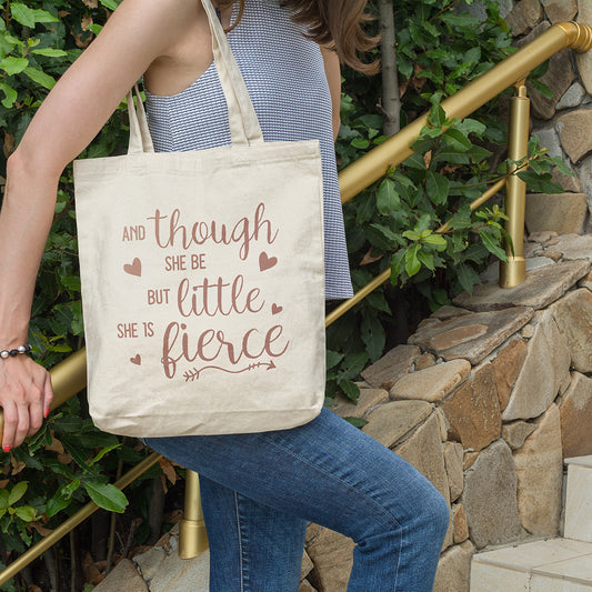 And though she be but little she is fierce | 100% Organic Cotton tote bag-Tote bags-Adnil Creations