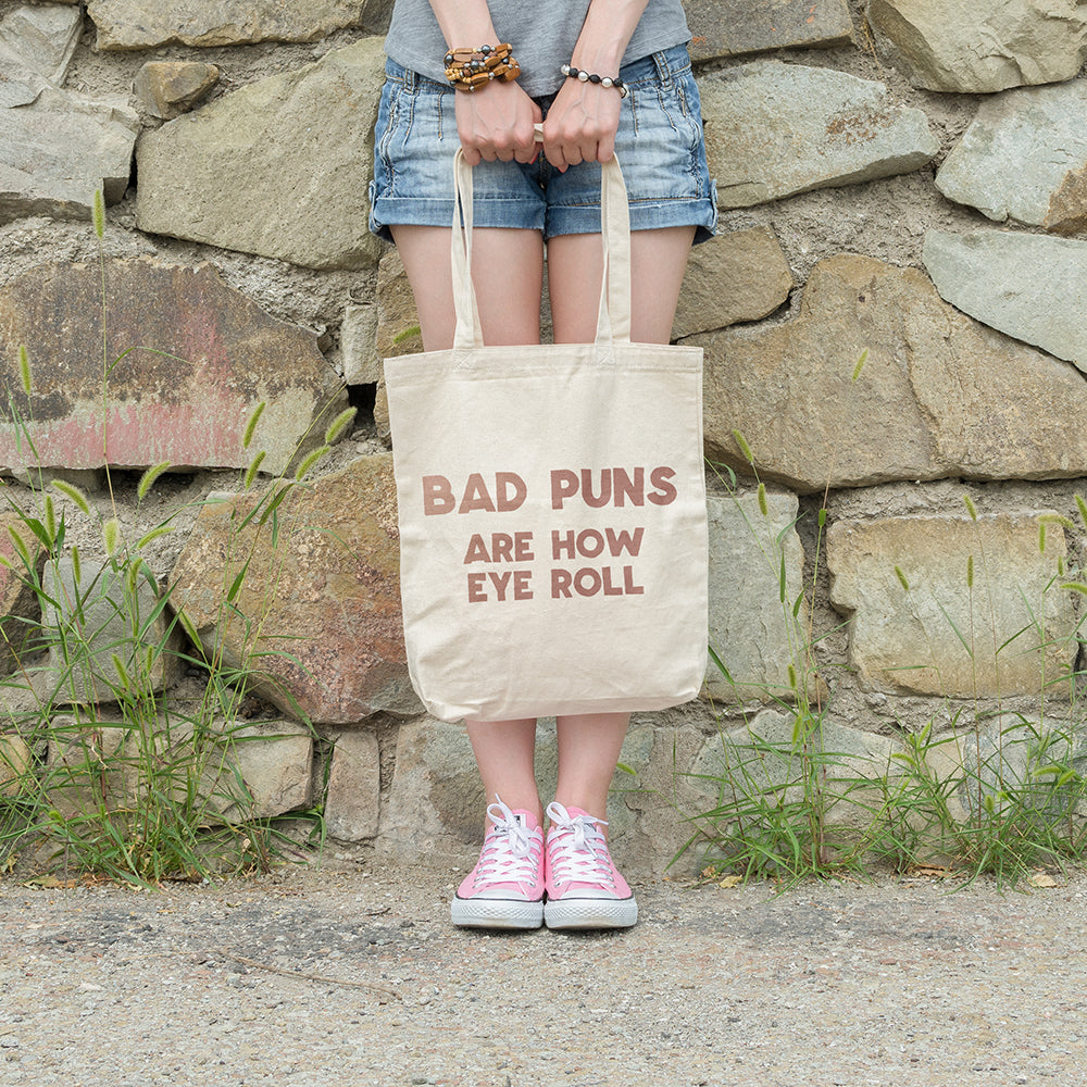 Bad puns are how eye roll | 100% Organic Cotton tote bag-Tote bags-Adnil Creations