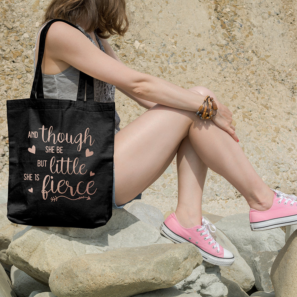 And though she be but little she is fierce | 100% Organic Cotton tote bag-Tote bags-Adnil Creations