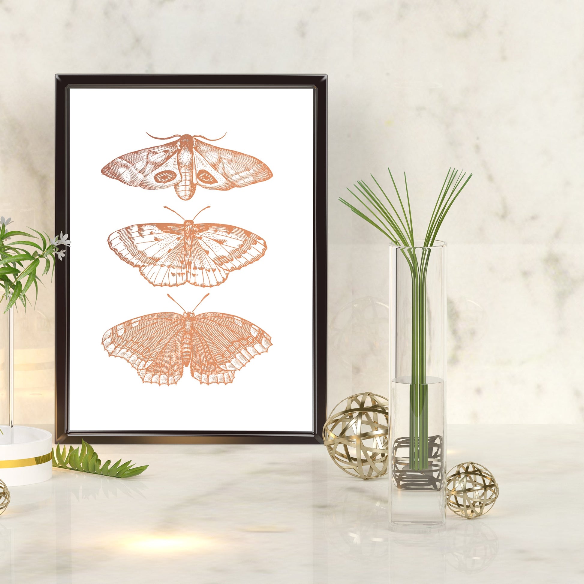 Trio of Gothic Moths | A4 Foil Art Print-Foil Print-Adnil Creations