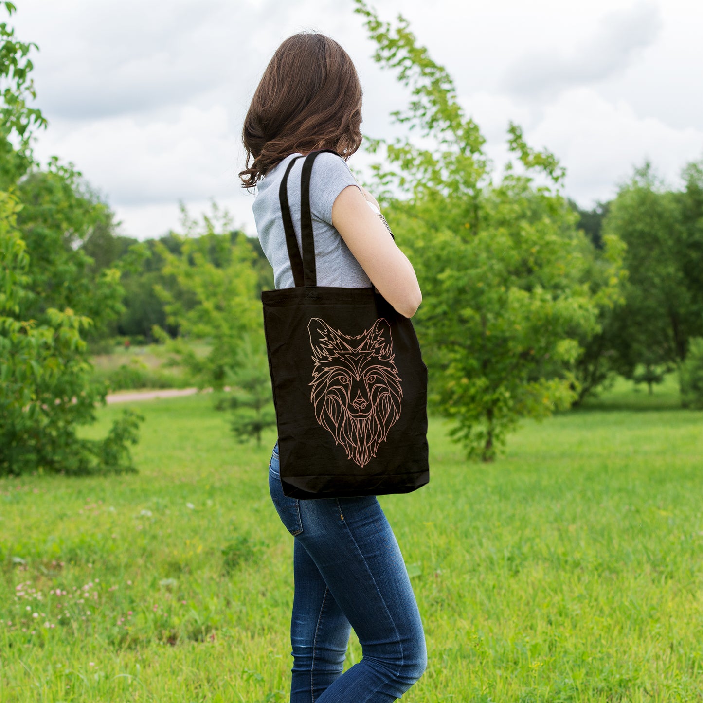 Abstract wolf | 100% Organic Cotton tote bag-Tote bags-Adnil Creations