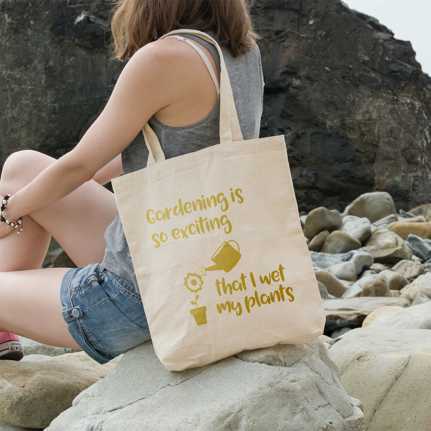 Gardening is so exciting that I wet my plants | 100% Organic Cotton tote bag