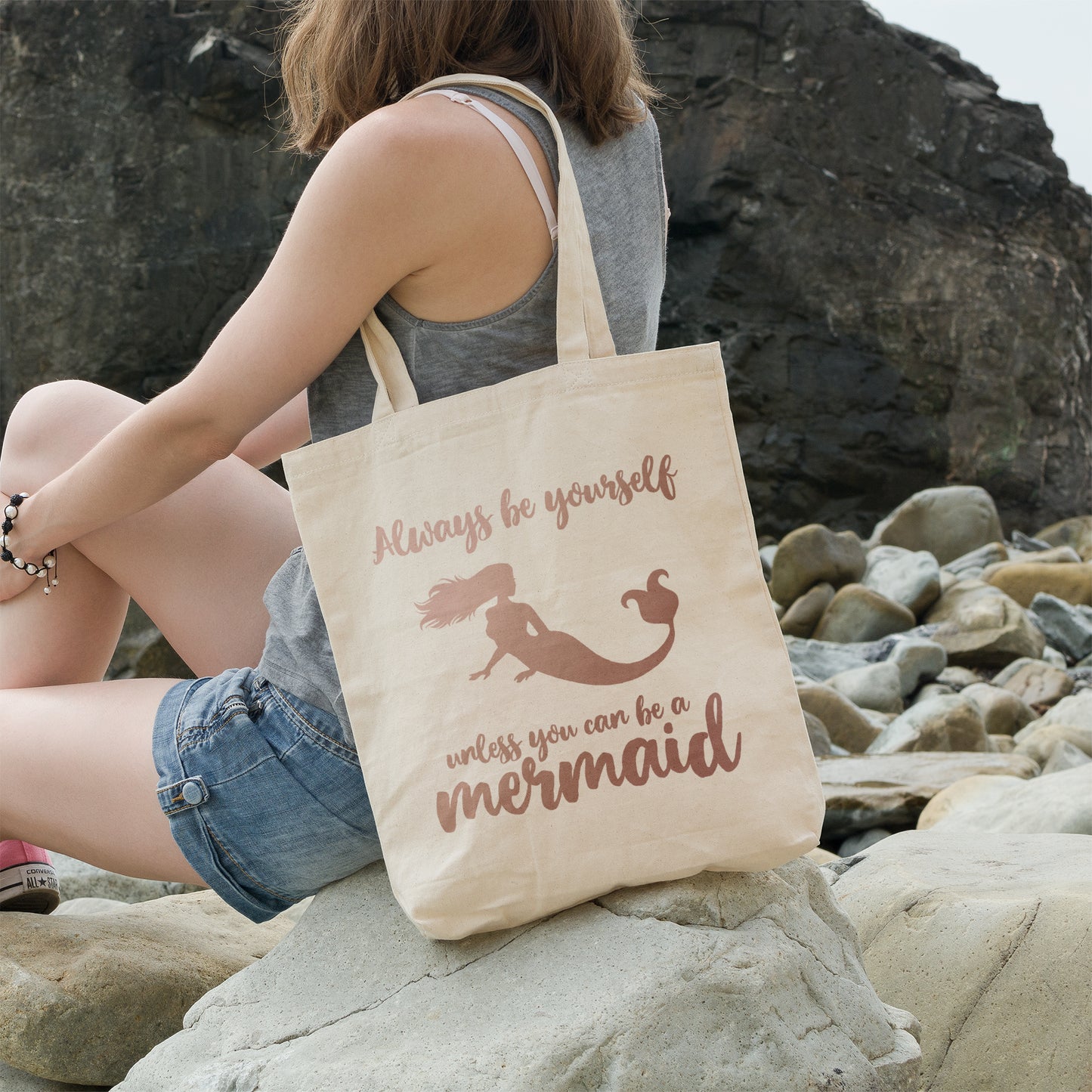 Always be a mermaid | 100% Organic Cotton tote bag-Tote bags-Adnil Creations