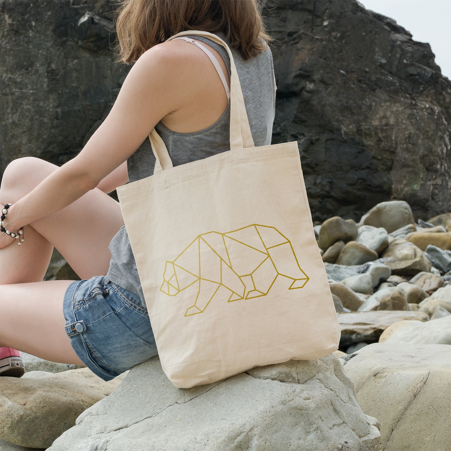 Geometric bear | 100% Organic Cotton tote bag