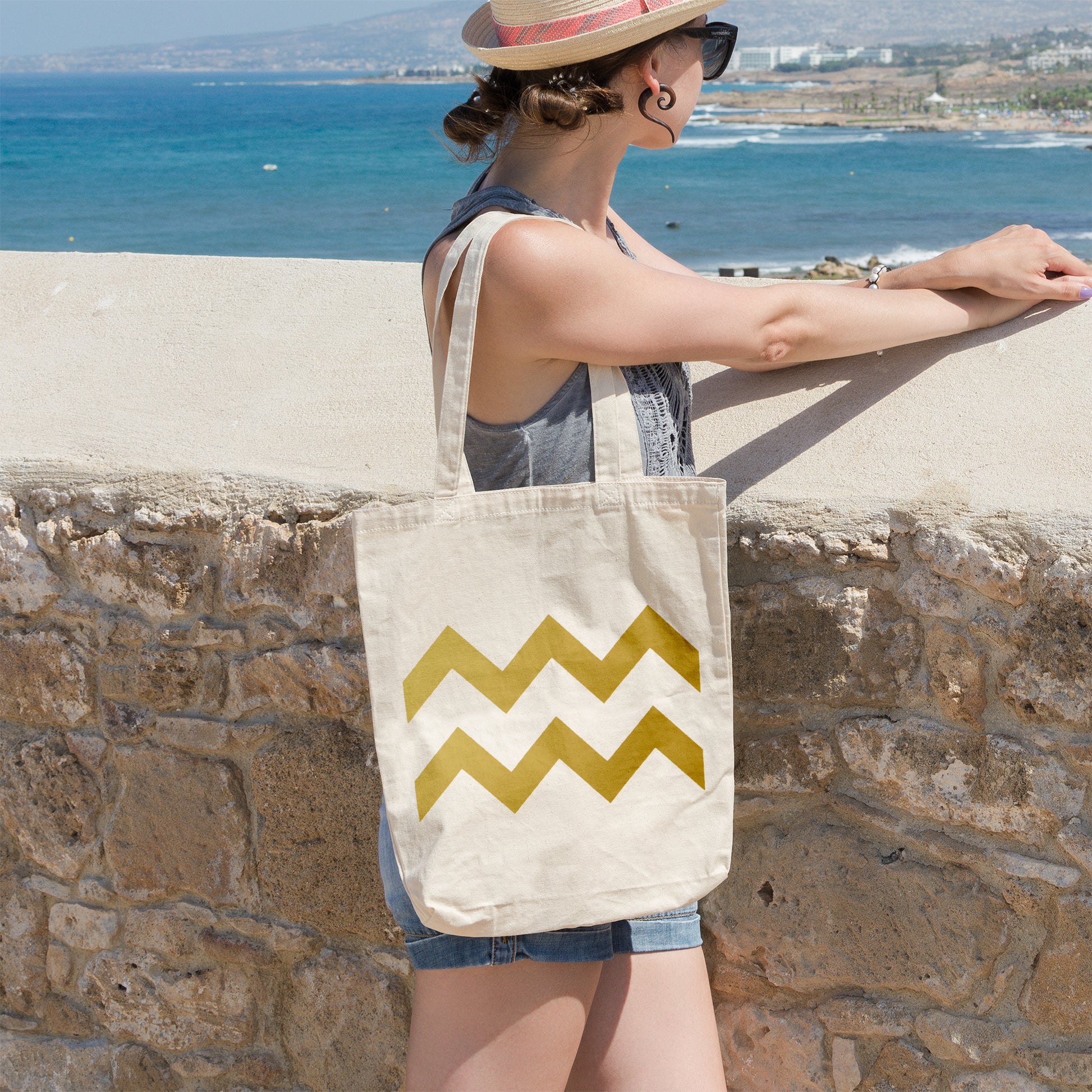 Aquarius zodiac sign | 100% Organic Cotton tote bag-Tote bags-Adnil Creations