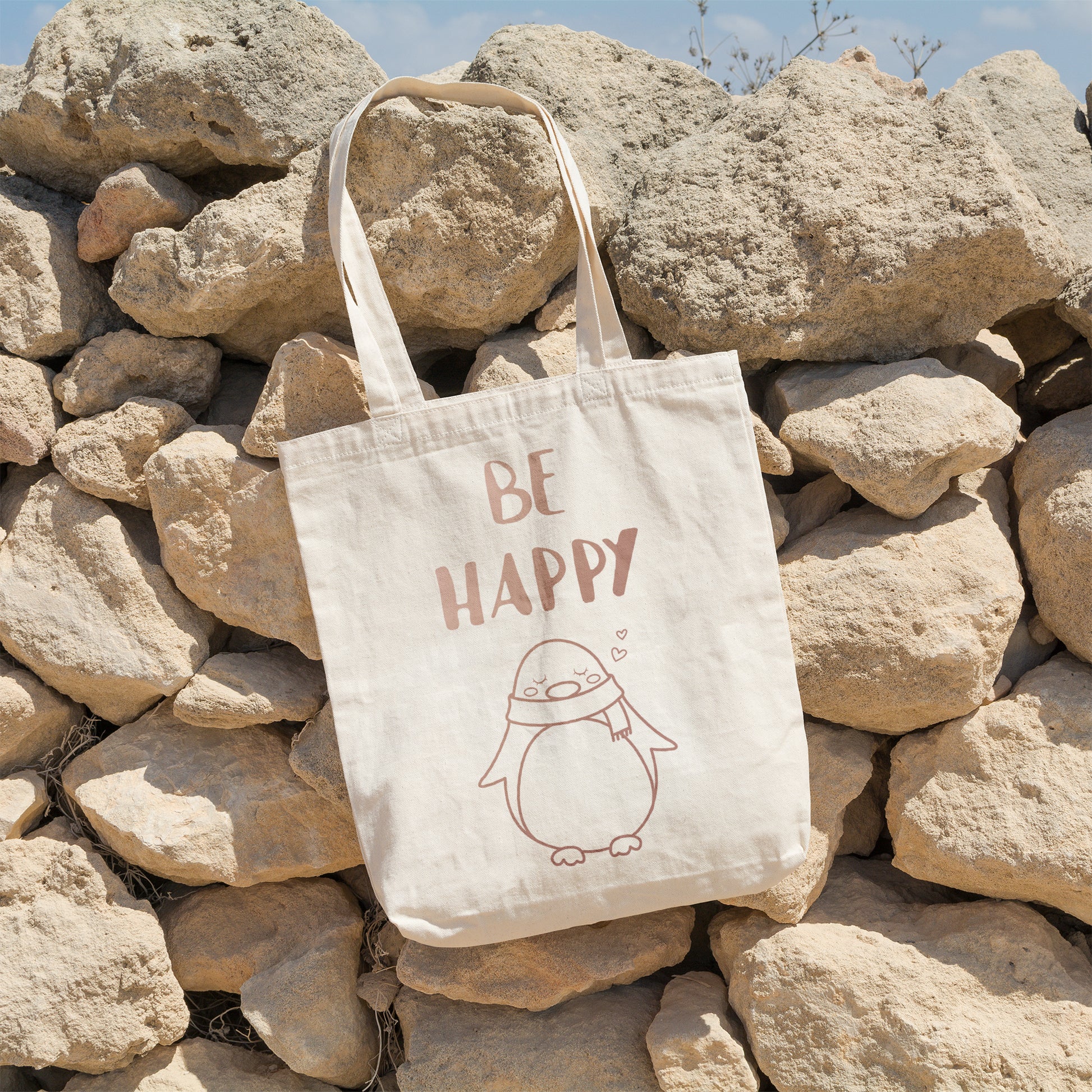 Be happy penguin | 100% Organic Cotton tote bag-Tote bags-Adnil Creations