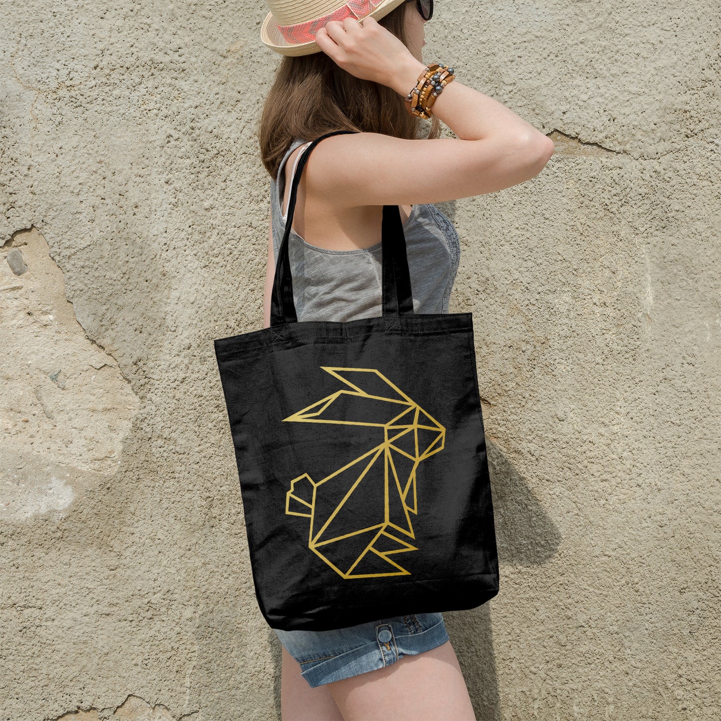 Geometric bunny rabbit | 100% Organic Cotton tote bag