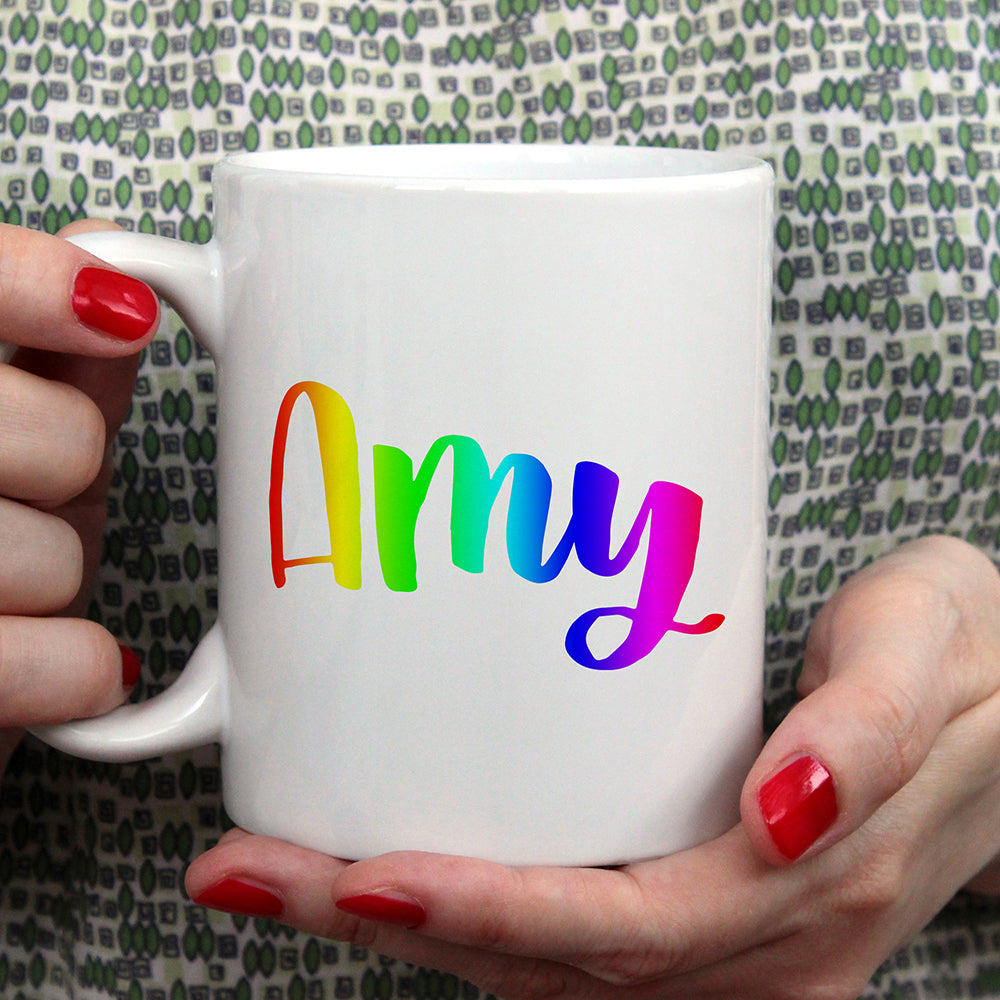 Bright rainbow personalised name | Ceramic mug - Adnil Creations