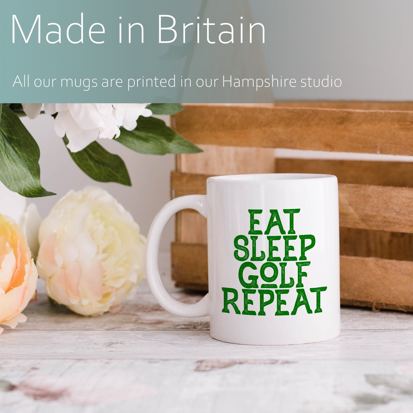 Eat sleep golf repeat | Ceramic mug-Ceramic mug-Adnil Creations