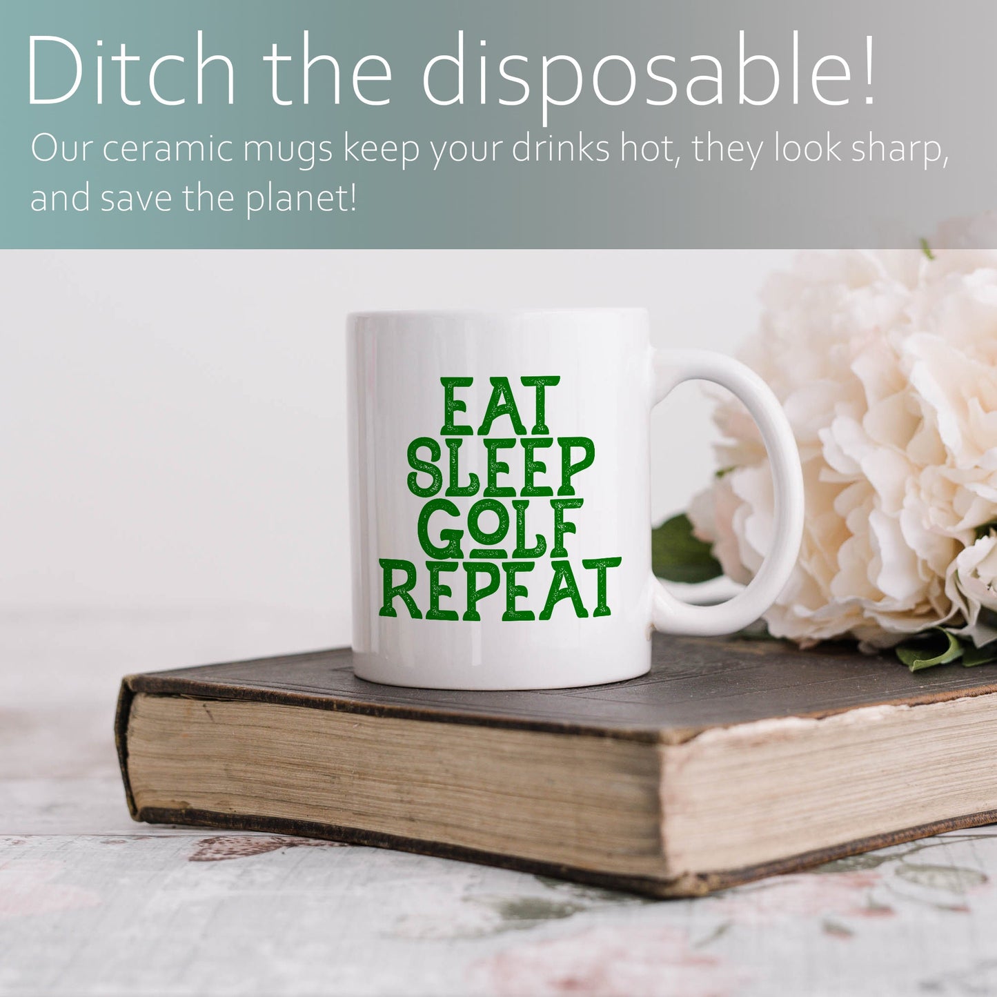 Eat sleep golf repeat | Ceramic mug-Ceramic mug-Adnil Creations