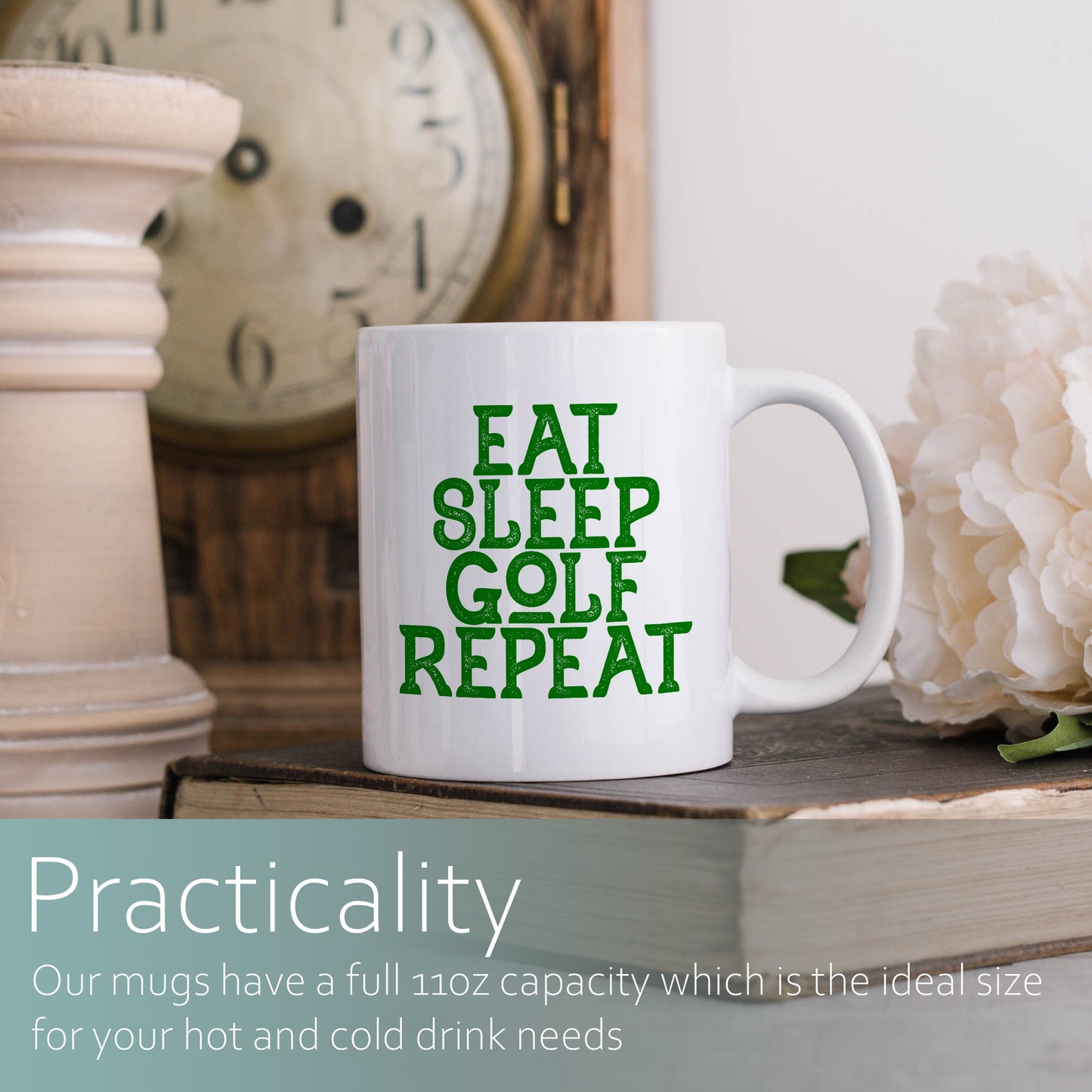 Eat sleep golf repeat | Ceramic mug-Ceramic mug-Adnil Creations