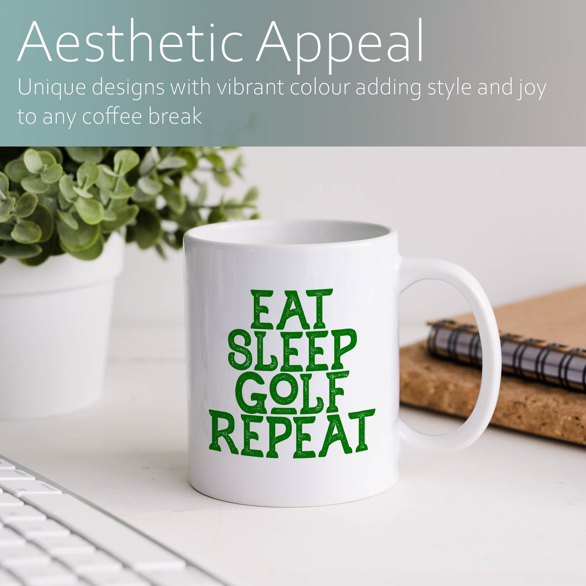 Eat sleep golf repeat | Ceramic mug-Ceramic mug-Adnil Creations