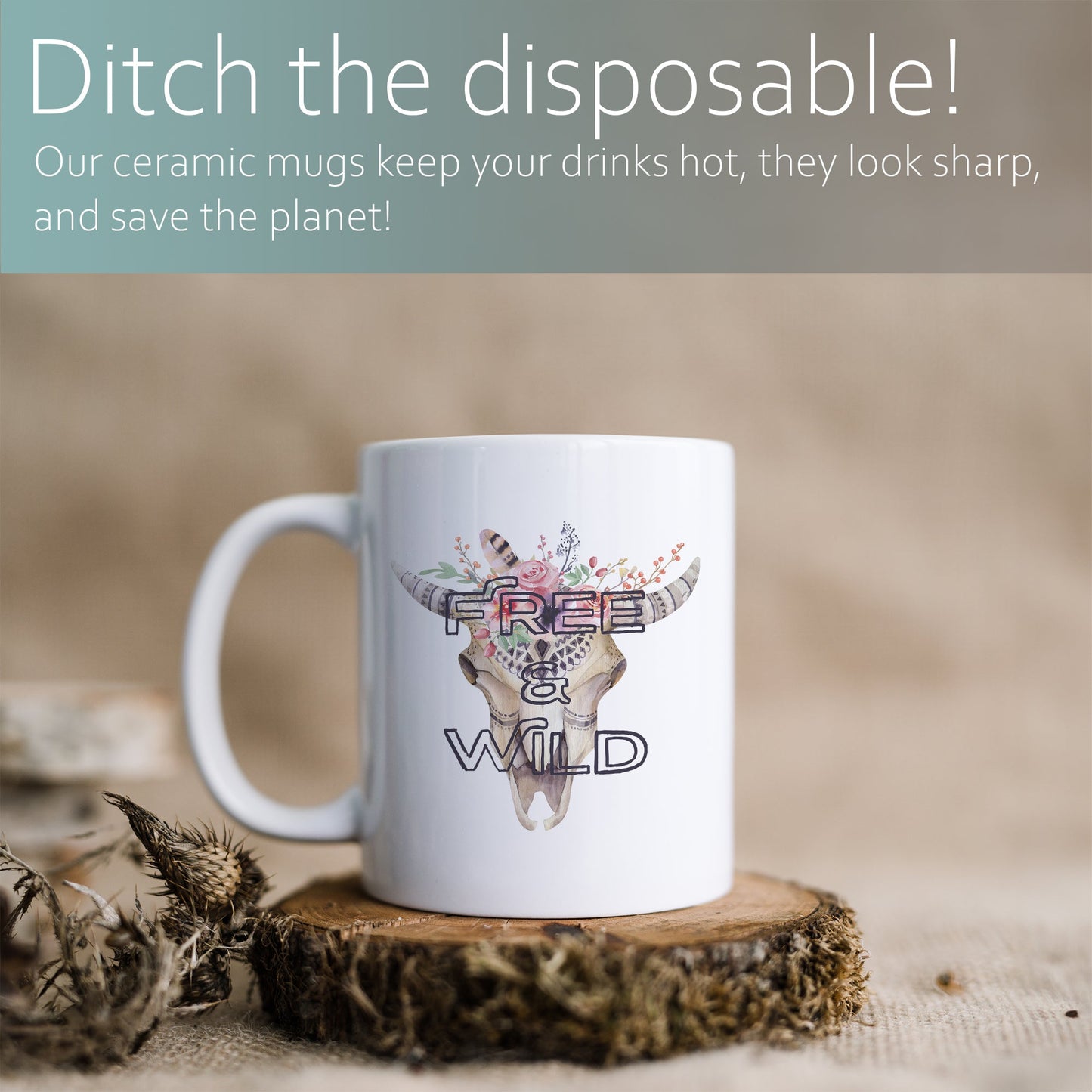 Free and wild | Ceramic mug-Ceramic mug-Adnil Creations