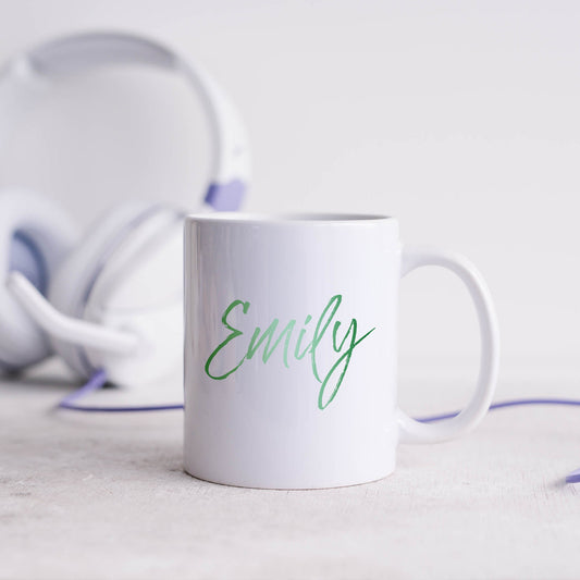 Green ombre personalised name | Ceramic mug-Ceramic mug-Adnil Creations