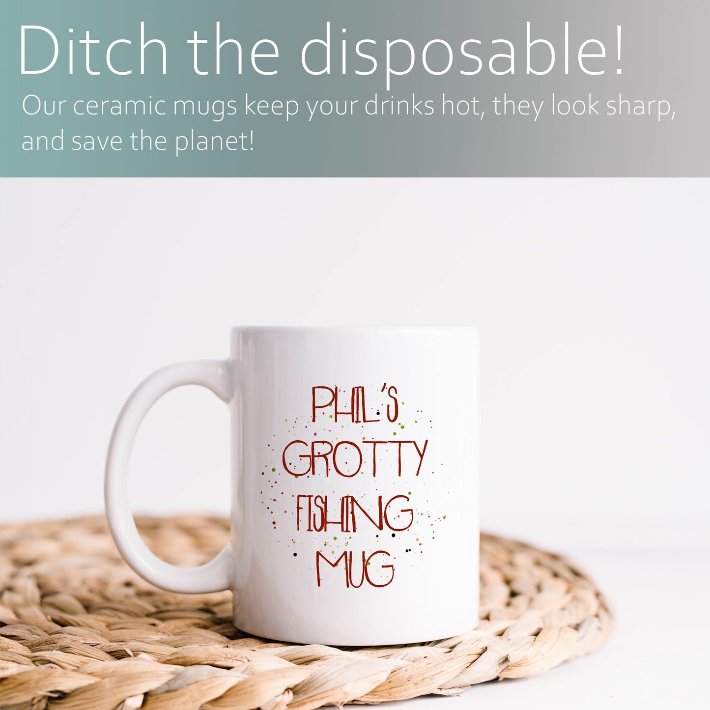 Grotty fishing mug personalised any name | Ceramic mug-Ceramic mug-Adnil Creations